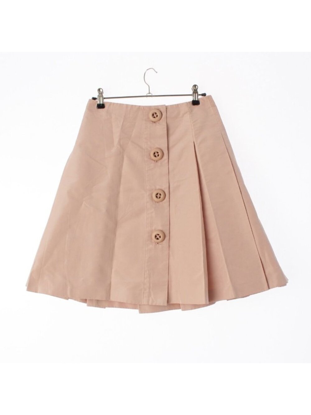 Prada Silk Big Button Skirt Pleated Pink 38